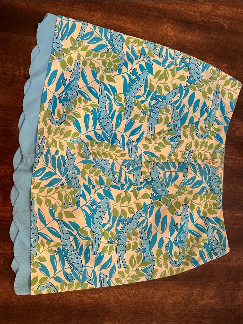 Lilly Pulitzer Scalloped Alligator Print Skort Size 4 Blue Green Preppy Resort